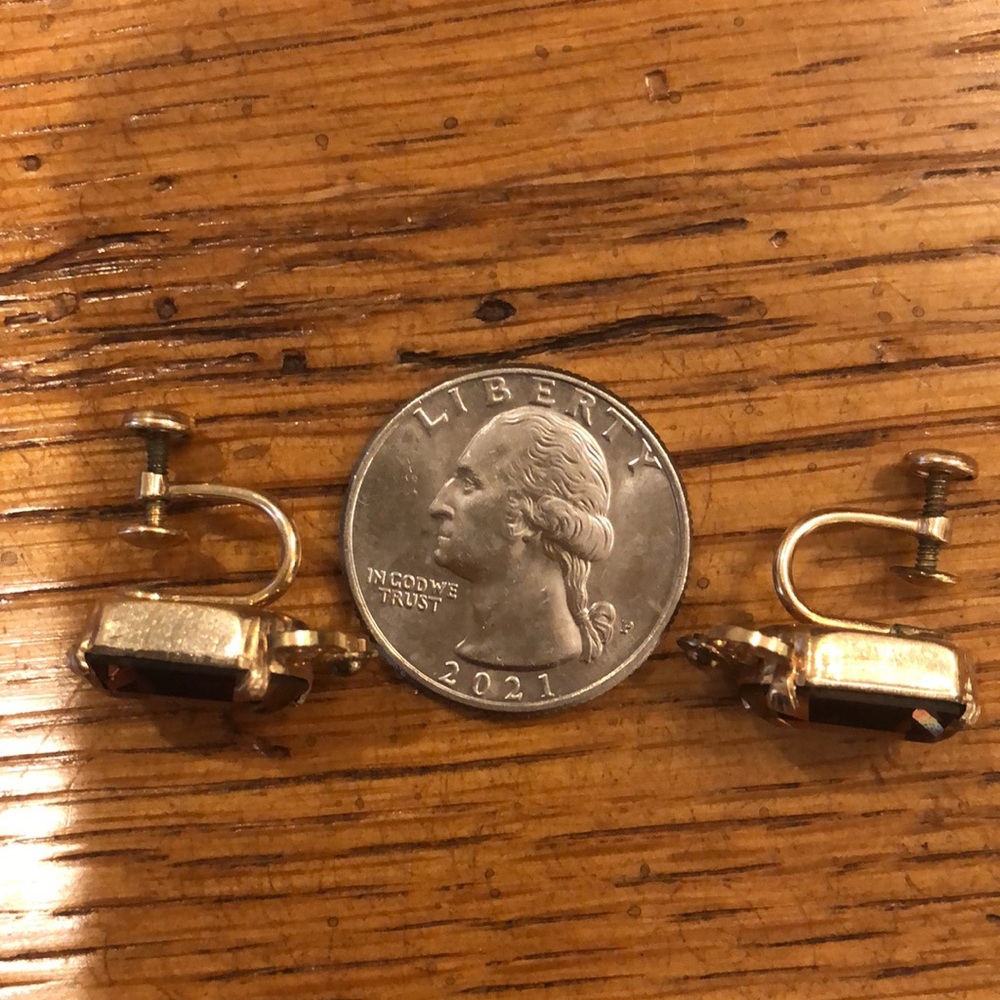 Vintage Amber Rectangular Earrings - image 5